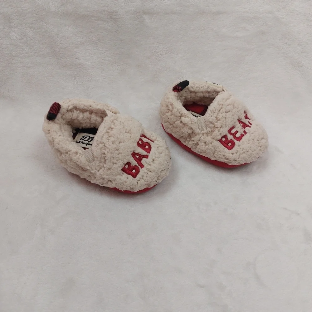 DEARFOAMS INFANT BABY BEAR RED SHERPA FAMILY HOLIDAY CHRISTMAS SLIPPERS SIZE 6-9